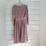 Mac Duggal Mac Duggal Pink Satin Velvet Long Sleeve V-Neck Midi Cocktail Formal Dress- NWT Photo 3