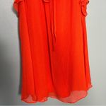 Miguelina Latrice Crinkle Chiffon 100% Silk Blouse Tank Top Coral Red Women’s S Photo 3