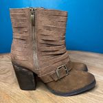 Naughty Monkey  Do Re Me Booties Ankle Boots Suede Harness Brown Women’s 8.5 Photo 1