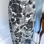 Hot Cotton Linen Maxi Skirt Black White Floral Print Double Side Slits Sz M💚 Size M Photo 2