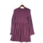 Clover + Scout  XL Smocked Mock Neck Ruffle Bell Sleeve Mini Dress Purple‎ Photo 3