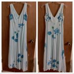 70s blue floral flowy maxi dress fairy Photo 1