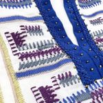 For Cynthia  Swimsuit Cover Up Womens‎ Medium Embroidered Shark Bite White Beachy Photo 5