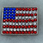 Boutique American Flag red white blue rhinestone brooch Photo 1