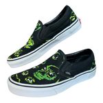 Vans Classic Slip-On Black Green Eyes in the Dark Glow Size 7 Monster Horror EUC Photo 10