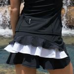 Chic Black and White Ruffled Mini Golf Skirt size large Photo 1