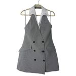 ZARA Halter Blazer Mini Vest Dress Gray Houndstooth Double Breasted XL Photo 2