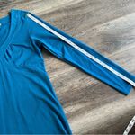 Athleta  Senorita Blue Teal V-Neck Long Sleeve Organic Cotton Dress Large Tall Photo 10