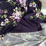 EXPRESS  Dark Purple Floral Polka Dot Print Tie Back Backless Maxi Dress Size XS Photo 14