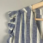 Anthropologie CLOTH & STONE‎ Ruffle Sleeveless Crossover Romper Zuma Beach Stripe Size L Large Photo 6