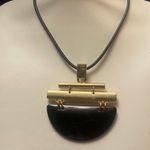 Chico's Black Cord Gold Tone Geometric Modern 18" Adjustable Necklace Photo 1
