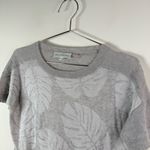 White + Warren Linen Blend Leaf Print Short Sleeve Sweater Size XS Photo 2