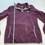 LL Bean Womens Purple Sweater Fleece Pullover 1/4 Snap Teal Blue Size XS Pockets Photo 7