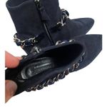 Casadei  Dark Navy Suede Ankle Boots with Chain Sz. 36.5 (US 6.5) Photo 4