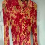 Milano Red and Gold ruffled button up shirt size small Photo 0