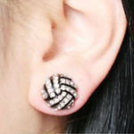 Volleyball Sports Stud Earrings - Rhinestone Crystal Bling, Athletic Fashion Photo 1