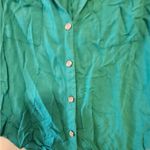 Needle & Thread  teal pearl snap button down shirt Size womens medium Photo 2