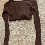 SheIn Brown Long Sleeve Cropped Shirt Photo 2