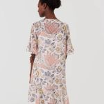 Loft Floral MIni Dress Womens S Multicolor Floral Metallic Flutter Sleeve Whimsy Photo 1