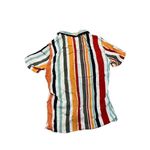 ZARA Bright multicolored striped relaxed fit womens button up blouse sz M Photo 1