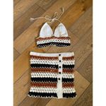 My Beachy Side Finch Hand Crocheted Matching Set Chocolate Womens Size Large White Photo 4