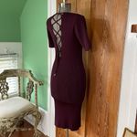 Karen Millen Lace Back Rib Knit Midi Dress in Burgundy ~ Size Large Photo 6