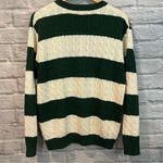 Brandy Melville  Green and White Nikki Cotton Stripe Cable Knit Sweater Jumper OS Photo 4
