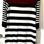 Studio One  New York Sweater Dress Red Black White Stripe Size M Stretch Soft Photo 0