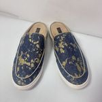 G.I.L.I. Womens Denim Gold Spatter Slip on Blakeley Sneaker Mule Slides 10 Blue Photo 1