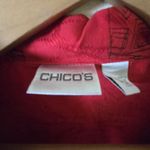 Chico's 2 Womens Medium Red Black Giraffe Print Silk Long Sleeve Top Photo 2