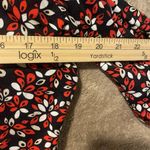 Charter Club  Shirt Womens L Button Up Floral Red Black Blouse Stretch Tab Sleeve Photo 4