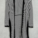 CAbi  Cardigan Women Small Black Striped‎ Open Front Long Oversized Cotton Preppy Photo 0