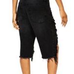 Material Girl  Denim Black Distressed Bermuda Shorts Sz 13 Juniors Photo 2