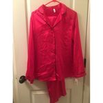 2 Pc George Women's Pink Satin Pajama Set Outfit Shirt & Pants Size M 8 Photo 7