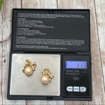 Nina Vintage Ricci Pearl Bow Clip On Gold tone Earrings Photo 4