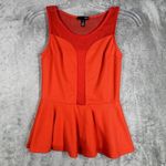 AQUA Shirt Womens Small Orange Peplum Top Sexy Chic Y2K Mesh Partywear Cocktails Photo 1