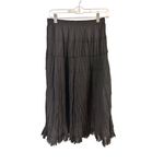 Mix Nouveau Size M Casual Tiered Pleated Elastic Waist Midi Skirt Black Size M Photo 6