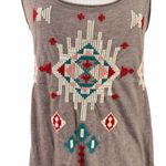 Johnny Was  Grey Embroidered Southwestern Scoop Neck Sleeveless Tunic Size Small Photo 2