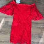 No Secrets Milano Italy Floral Lace Off Shoulder Holiday Christmas Formal Dress Red Size M Photo 1