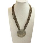Women’s Necklace Metal Seed Bead Multi Strand Layered Bronze Pendant 10”
Length Gold Photo 0
