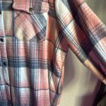 Beginning Boutique 💖Boutique Pink and Blue Plaid Fleece Lined Button Hooded Jacket Photo 3