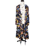Who What Wear MEDIUM Floral Ruffle Wrap Long Sleeve Midi Waist Tie Wrap Dress Photo 4