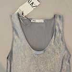 ZARA NWT!  Metallic Ribbed Mini Dress Photo 3