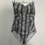 Tommy Bahama 8 White Zebra Animal Print Halter One Piece Swimsuit Tropical Beach Photo 1