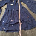 Free People  Counting Daisies Blue Embroidered Mini Dress Bell Sleeve SM NWT Photo 8