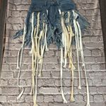 Hot & Delicious Denim Fringe Shorty Shorts Jorts S Festival Boho Cowgirl Whimsy Photo 4