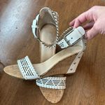 Marc Fisher NWOT Size 7 White Silver Studded Sandal, leather, heel is 3in. Photo 0