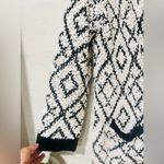 Solitaire Anthropologie  Sweater Coat Black White Geometric Womens Size L Photo 6