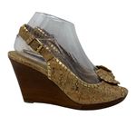 Jack Rogers Claudette Gold Cork Whip Stitch Wedge Slingback Sandals 8 Photo 2