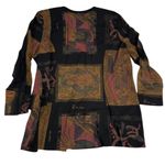 Jeffrey & Dara Womens Long Top Size 18 Retro Button Front Short Sleeve Abstract Black Photo 1